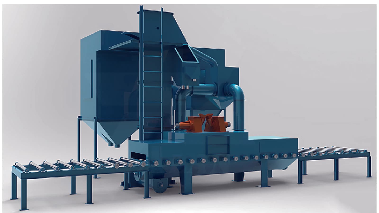 Roller conveyor shot blasting machine production line view