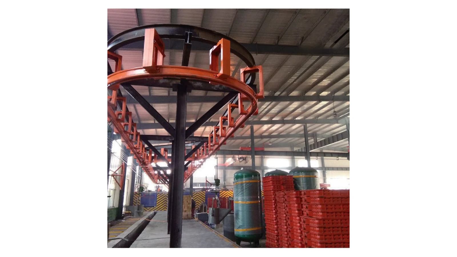 Z148 open molding line overhead flask conveying track