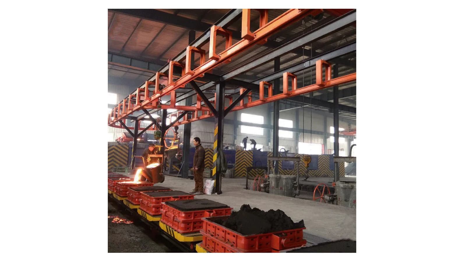 Z148 open molding line pouring and mold conveying area