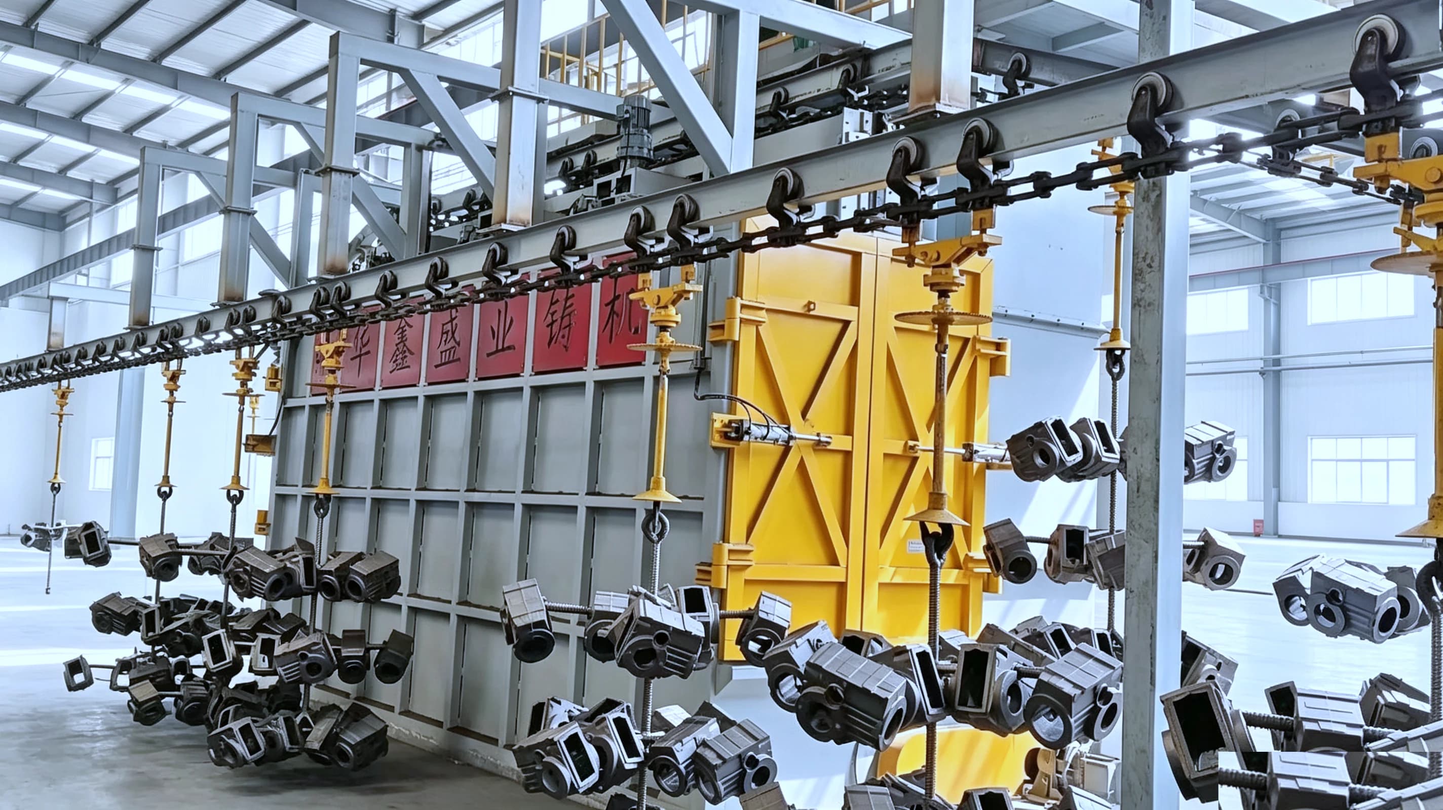 Overhead conveyor shot blasting machine main equipment view