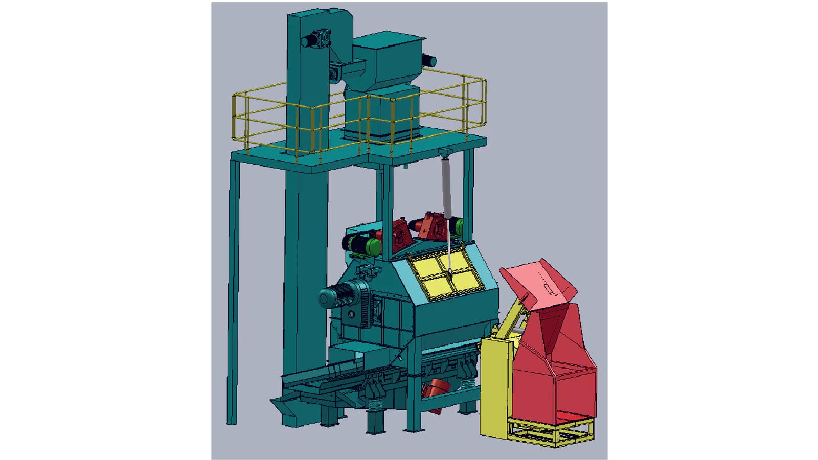 QBC series multi-angle swing bed shot blasting machine structure drawing