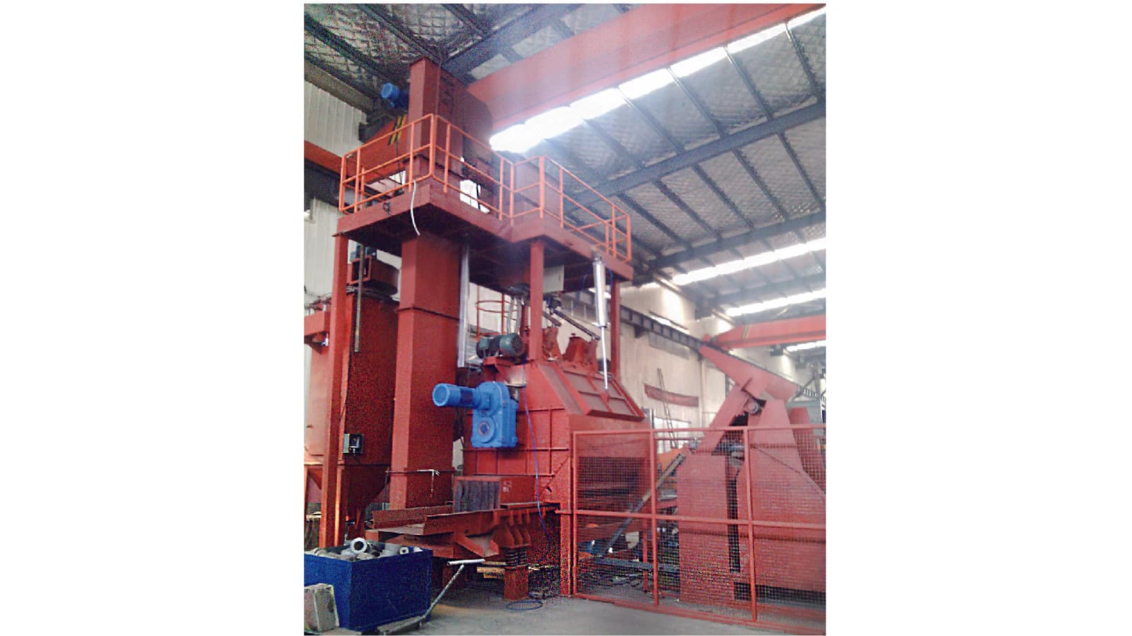 QBC series multi-angle swing bed shot blasting machine workshop installation
